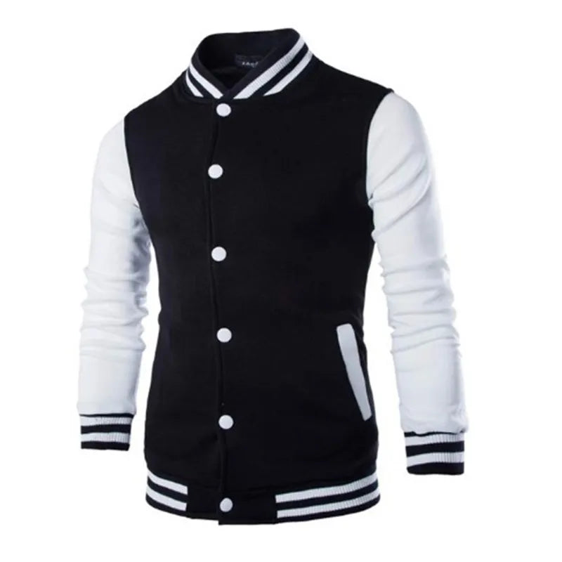 Herren Varsity Jacke mit Druckknöpfen Kontrastärmeln | Kontrast