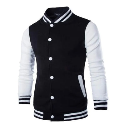 Herren Varsity Jacke mit Druckknöpfen Kontrastärmeln | Kontrast