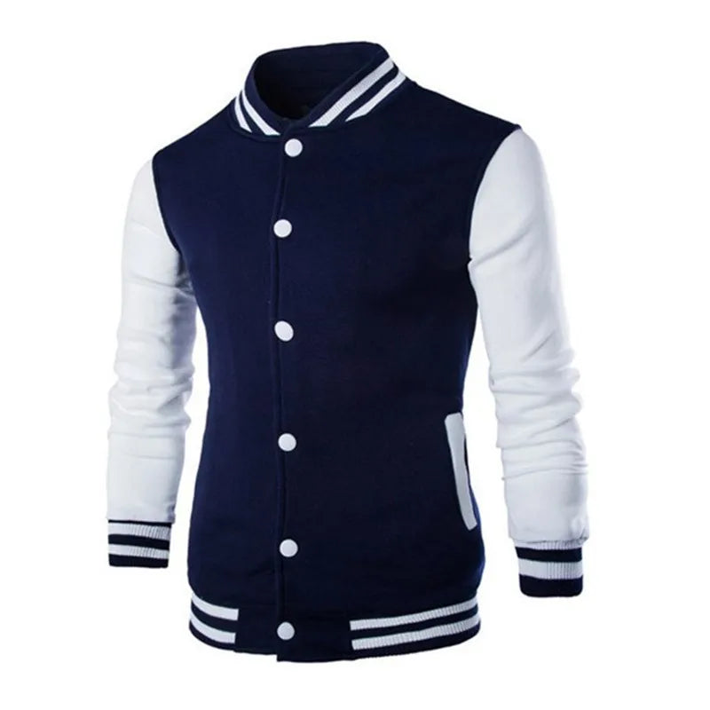 Herren Varsity Jacke mit Druckknöpfen Kontrastärmeln | Kontrast