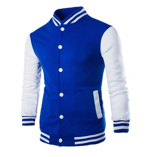 Herren Varsity Jacke mit Druckknöpfen Kontrastärmeln | Kontrast