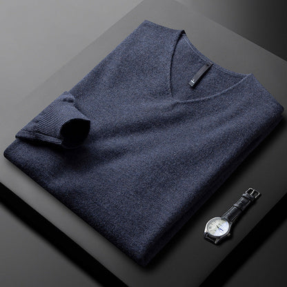 Pull classique pour homme à manches longues avec col en V | Style minimaliste