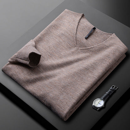 Pull classique pour homme à manches longues avec col en V | Style minimaliste