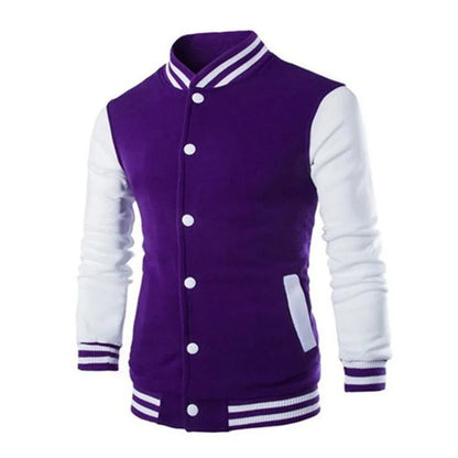 Herren Varsity Jacke mit Druckknöpfen Kontrastärmeln | Kontrast