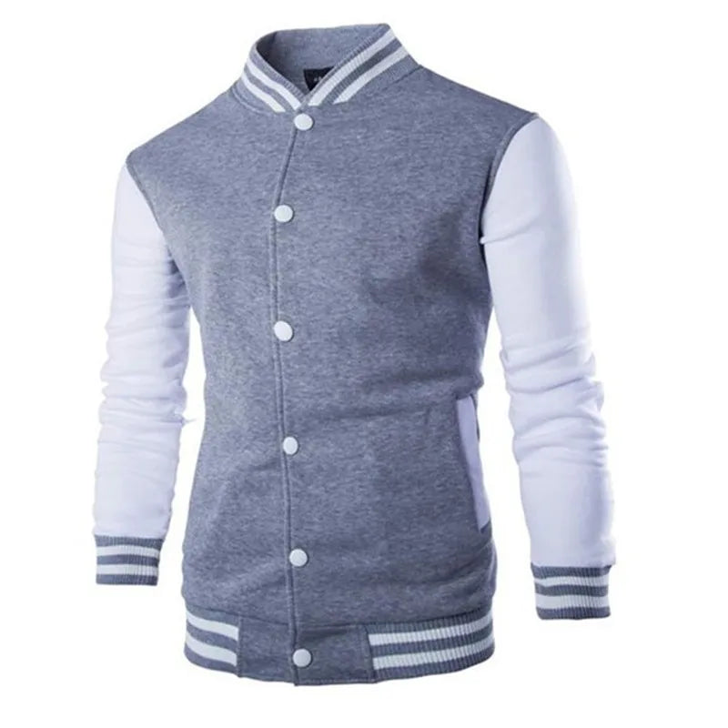 Herren Varsity Jacke mit Druckknöpfen Kontrastärmeln | Kontrast
