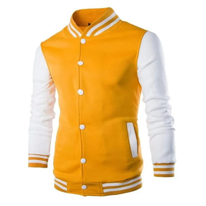 Herren Varsity Jacke mit Druckknöpfen Kontrastärmeln | Kontrast