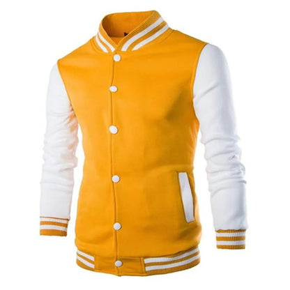 Herren Varsity Jacke mit Druckknöpfen Kontrastärmeln | Kontrast