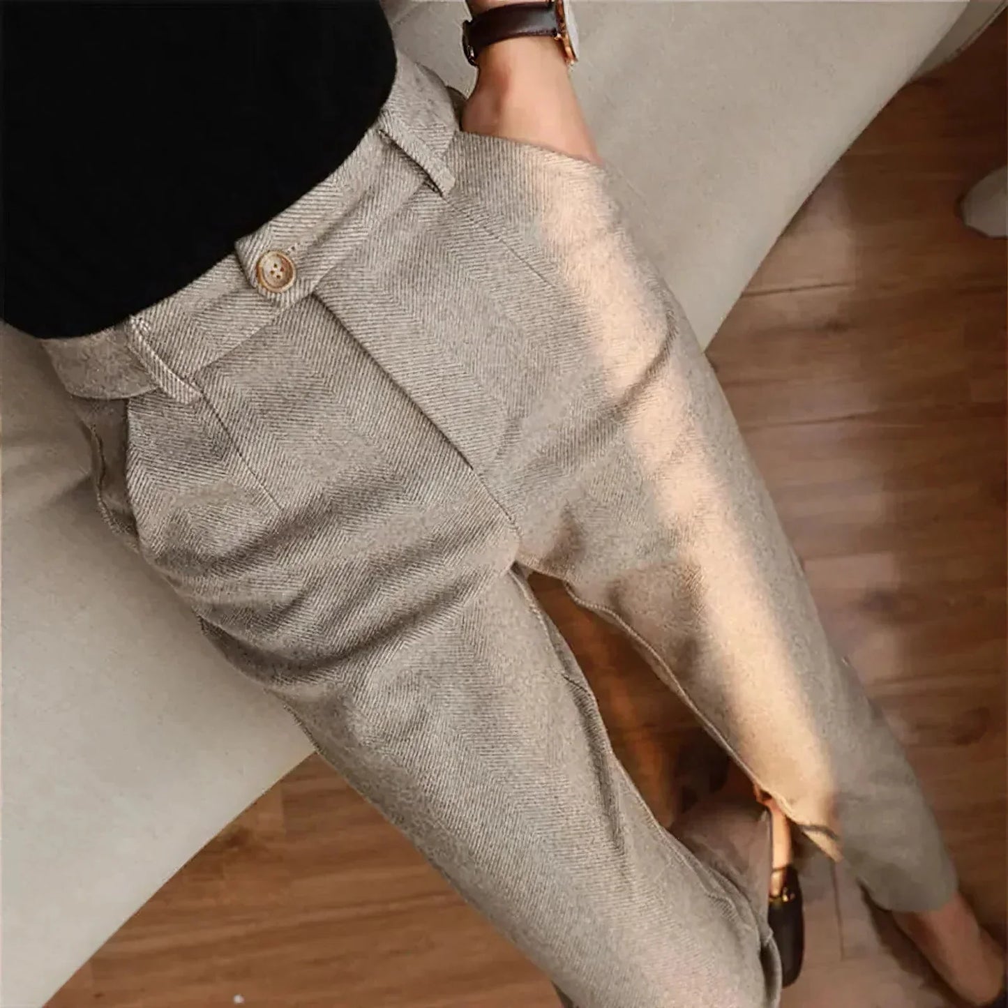 Pantalon droit femme avec plis | Plis avant