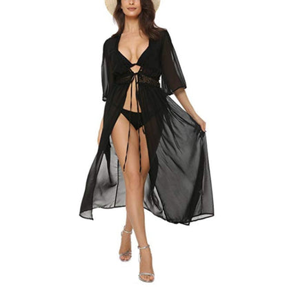 Damenkleid mit V-Ausschnitt und gekreuztem Vorderteil | Maxi