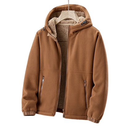 Herren-Fleecejacke mit Kapuze und Reißverschlusstaschen 0