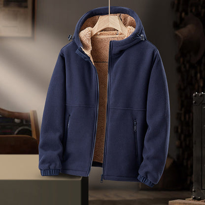 Herren-Fleecejacke mit Kapuze und Reißverschlusstaschen 7