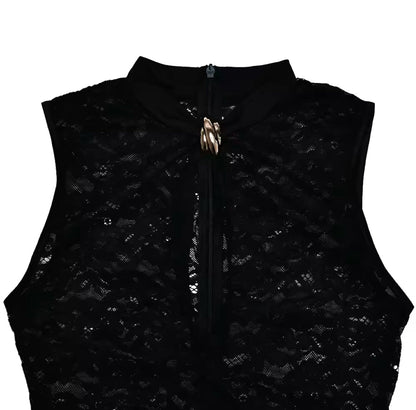 Damen Ärmelloses Hochhals Schlitz Kleid | Maxi
