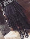 Damen Mehrlagiger Tüll Maxi Rock | Asymmetrischer Saum