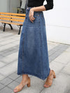 Damen Midi Rock mit Hohem Bund | Frontnaht Detail
