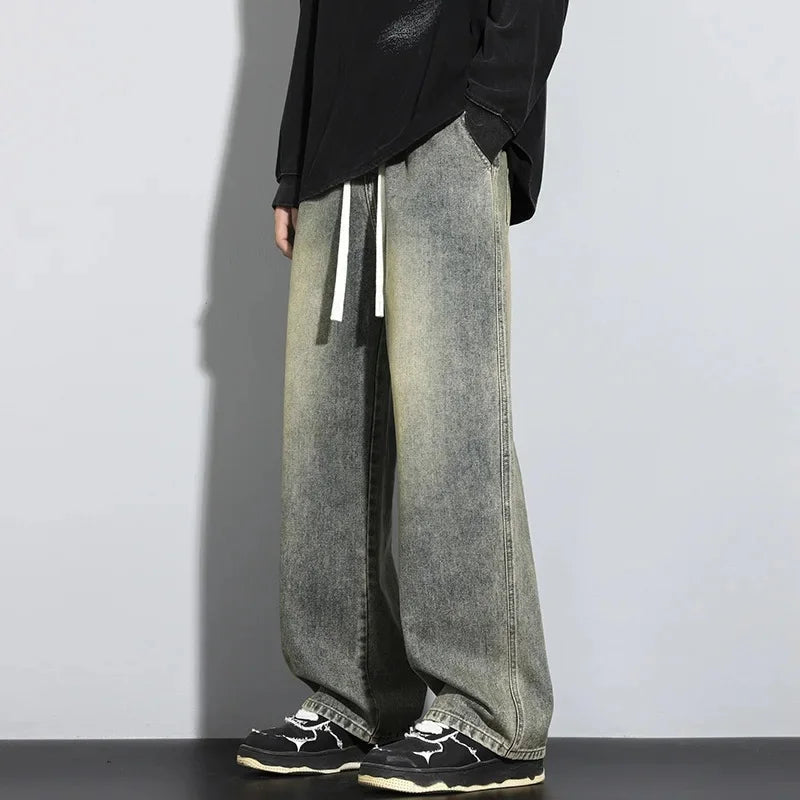 Jeans Herren | Baggy Jeans Herren mit Verstellbarem Kordelzug für Freizeit