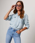 Jeanshemd mit Knopfleiste und langen Ärmeln 6