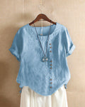 Kelly | Unifarbenes Kurzarm-Bluse mit Rundhalsausschnitt 7