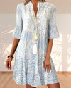 Kunigunden | Kurzärmeliges Minikleid für Damen mit Boho-Print | Spaltkragen 0