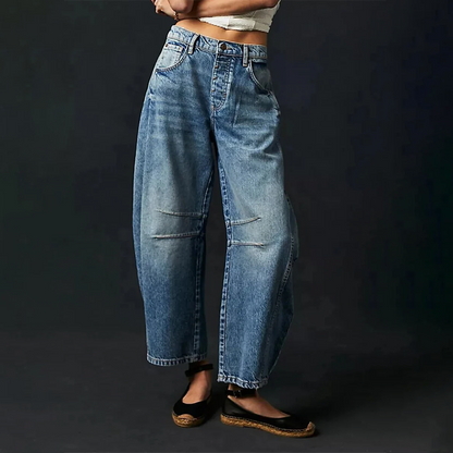 Damen High Waist Freizeithose mit schmal zulaufendem Bein | Knopfverschluss