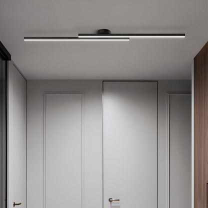 Lineare LED-Deckenleuchte – eine moderne, schlanke Balkenleuchte zur Deckeneinbaumontage für Wohnzimmer, Küche oder Flur 2