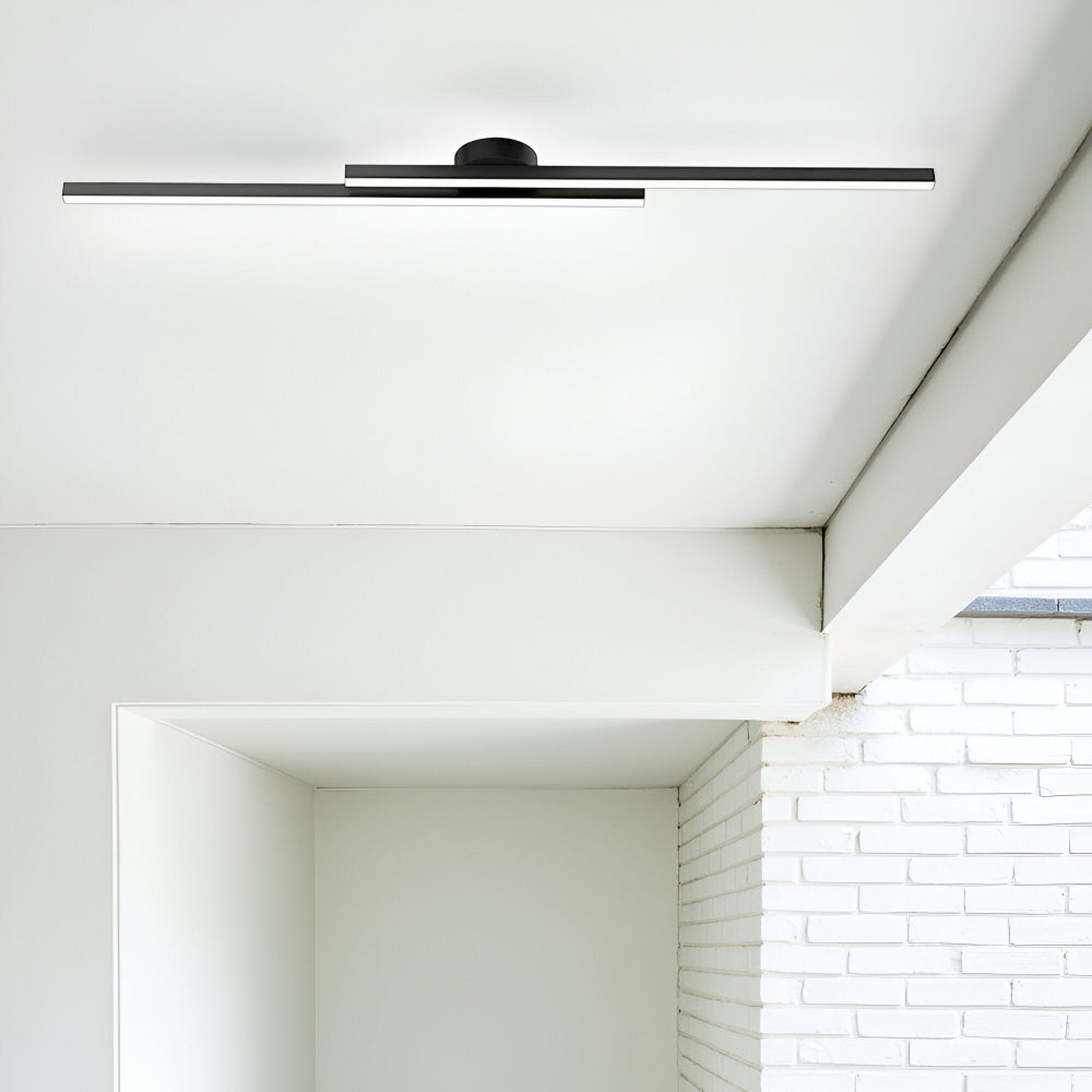 Lineare LED-Deckenleuchte – eine moderne, schlanke Balkenleuchte zur Deckeneinbaumontage für Wohnzimmer, Küche oder Flur 5