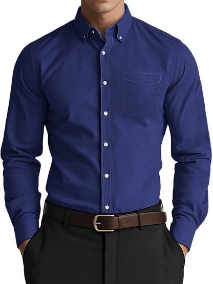 Herren Hemd mit langen Ärmeln schmaler Passform und Knopfverschluss | Formal Wear