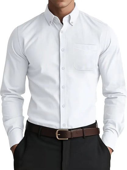 Herren Hemd mit langen Ärmeln schmaler Passform und Knopfverschluss | Formal Wear