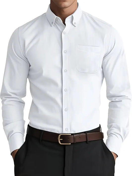 Herren Hemd mit langen Ärmeln schmaler Passform und Knopfverschluss | Formal Wear