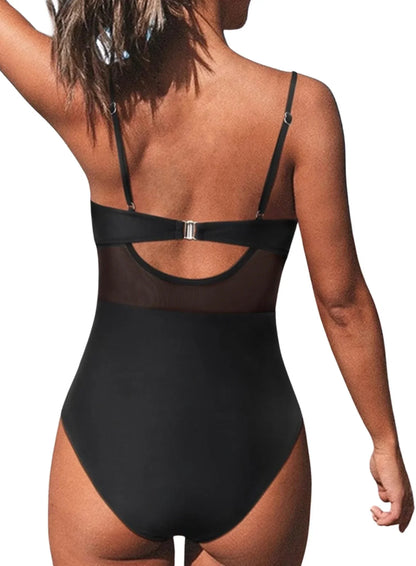 Annika | Costum de baie negru push-up pentru femei