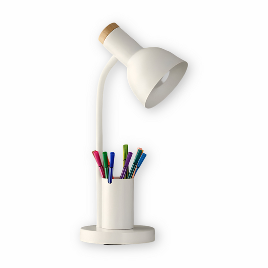 Moderne Nordische LED Tischlampe mit Stilvollem Stifthalter - Augenschonende Beleuchtung für Büro, Lesen und Wohnkultur 