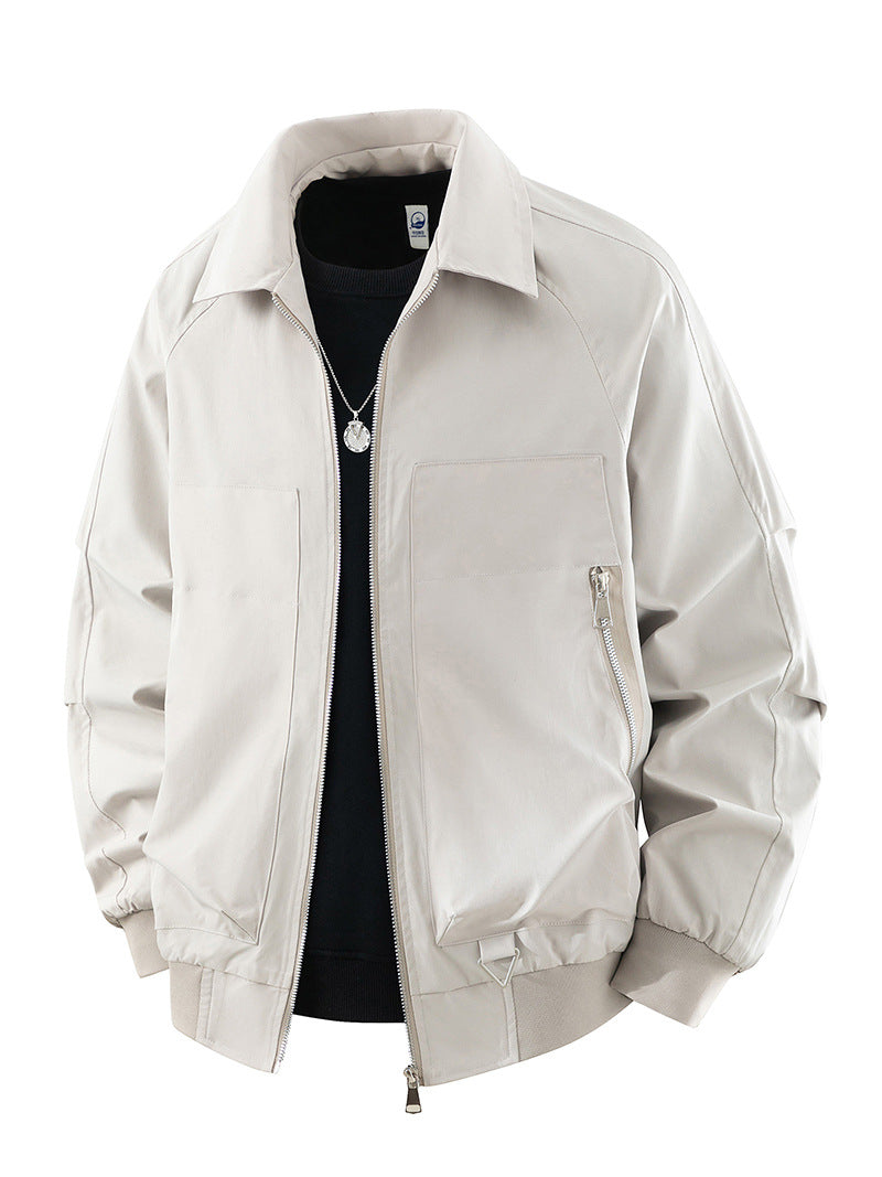Herren Langarm Stehkragen Reißverschluss Jacke | Casual