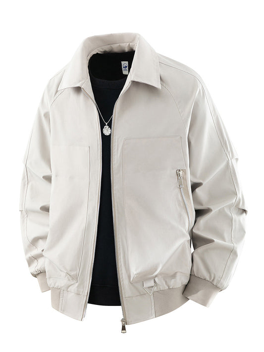 Herren Langarm Stehkragen Reißverschluss Jacke | Casual