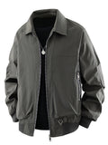 Herren Langarm Stehkragen Reißverschluss Jacke | Casual