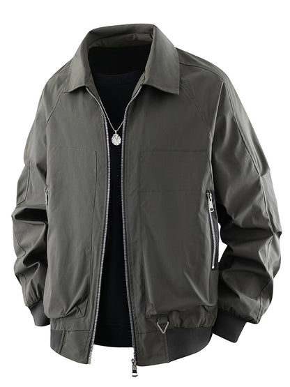 Herren Langarm Stehkragen Reißverschluss Jacke | Casual