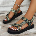 Damen Sandalen Tribal Muster Mehrfachriemen Offene Zehen Plateau Sandalen | Knöchelriemen