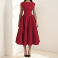 Damen A-Linien Midikleid | Ärmelloses Kleid | Betonte Taille | Zeitloser Festlicher Stil