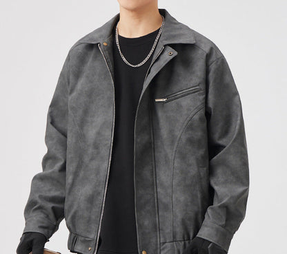 Herren Langarm Kragen Reißverschluss Jacke | Lange Passform