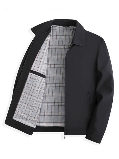 Herren Langarm Kragen Reißverschluss Jacke | Formal