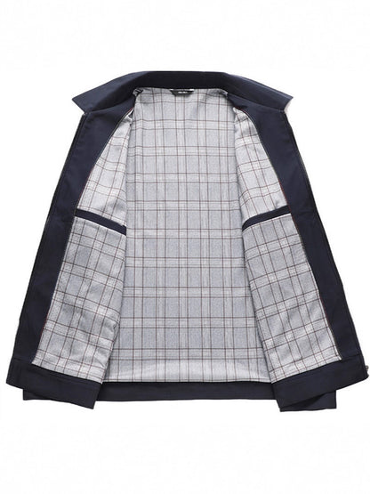 Herren Langarm Kragen Reißverschluss Jacke | Formal