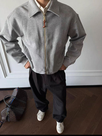 Herren Langarm Kragen Reißverschluss Jacke | Klassisch