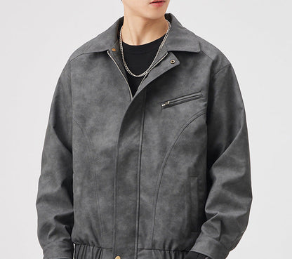 Herren Langarm Kragen Reißverschluss Jacke | Lange Passform