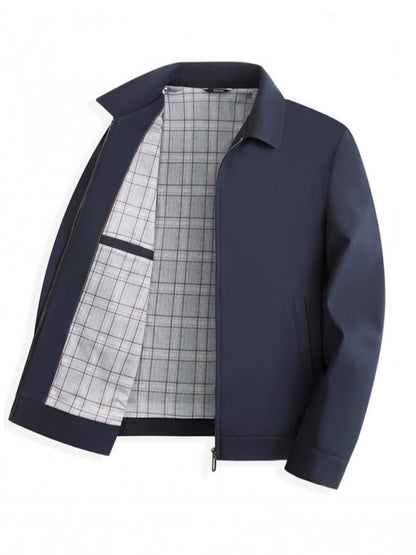 Herren Langarm Kragen Reißverschluss Jacke | Formal