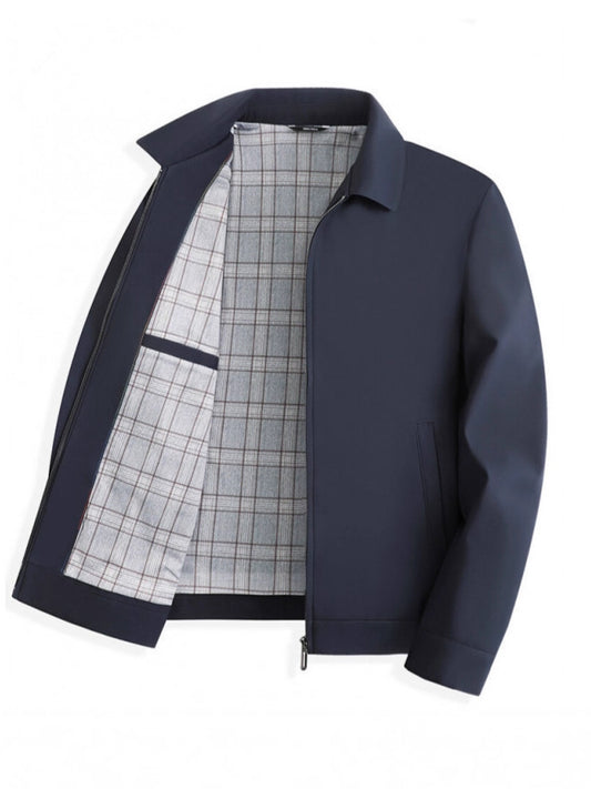 Herren Langarm Kragen Reißverschluss Jacke | Formal