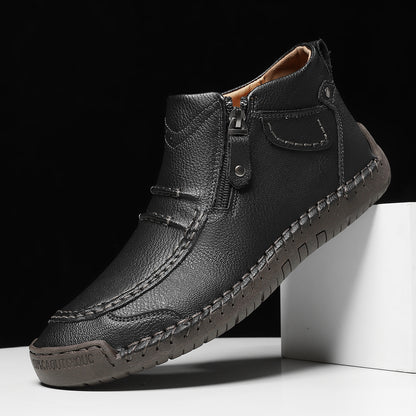 Herren Schuhe Slip-On Reißverschluss Freizeitschuhe | Flach