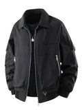 Herren Langarm Stehkragen Reißverschluss Jacke | Casual