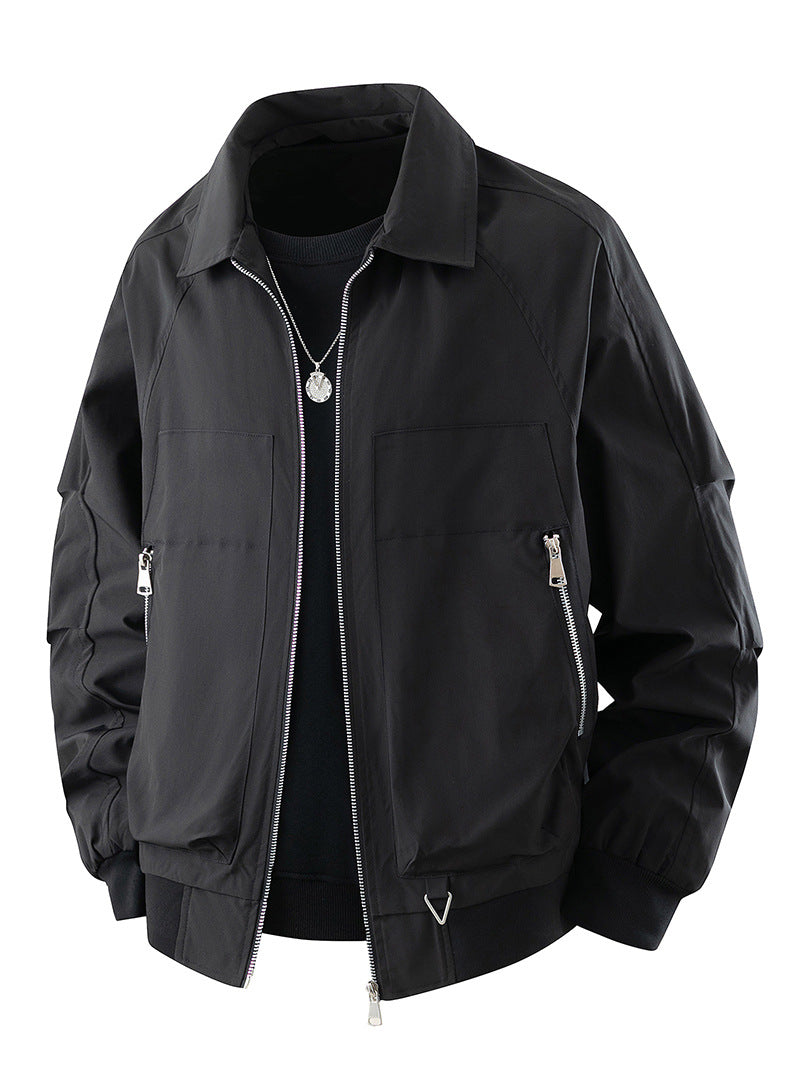 Herren Langarm Stehkragen Reißverschluss Jacke | Casual