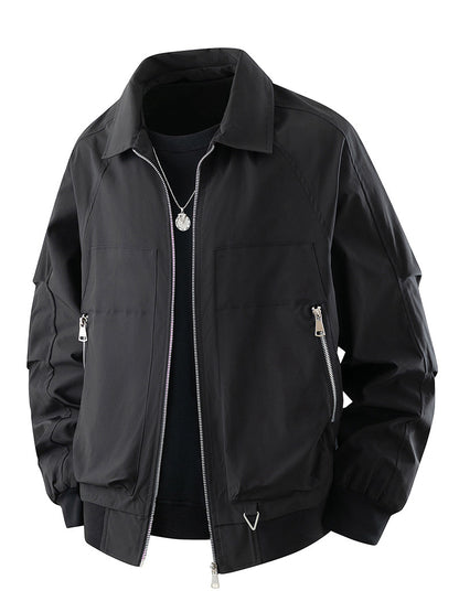 Herren Langarm Stehkragen Reißverschluss Jacke | Casual
