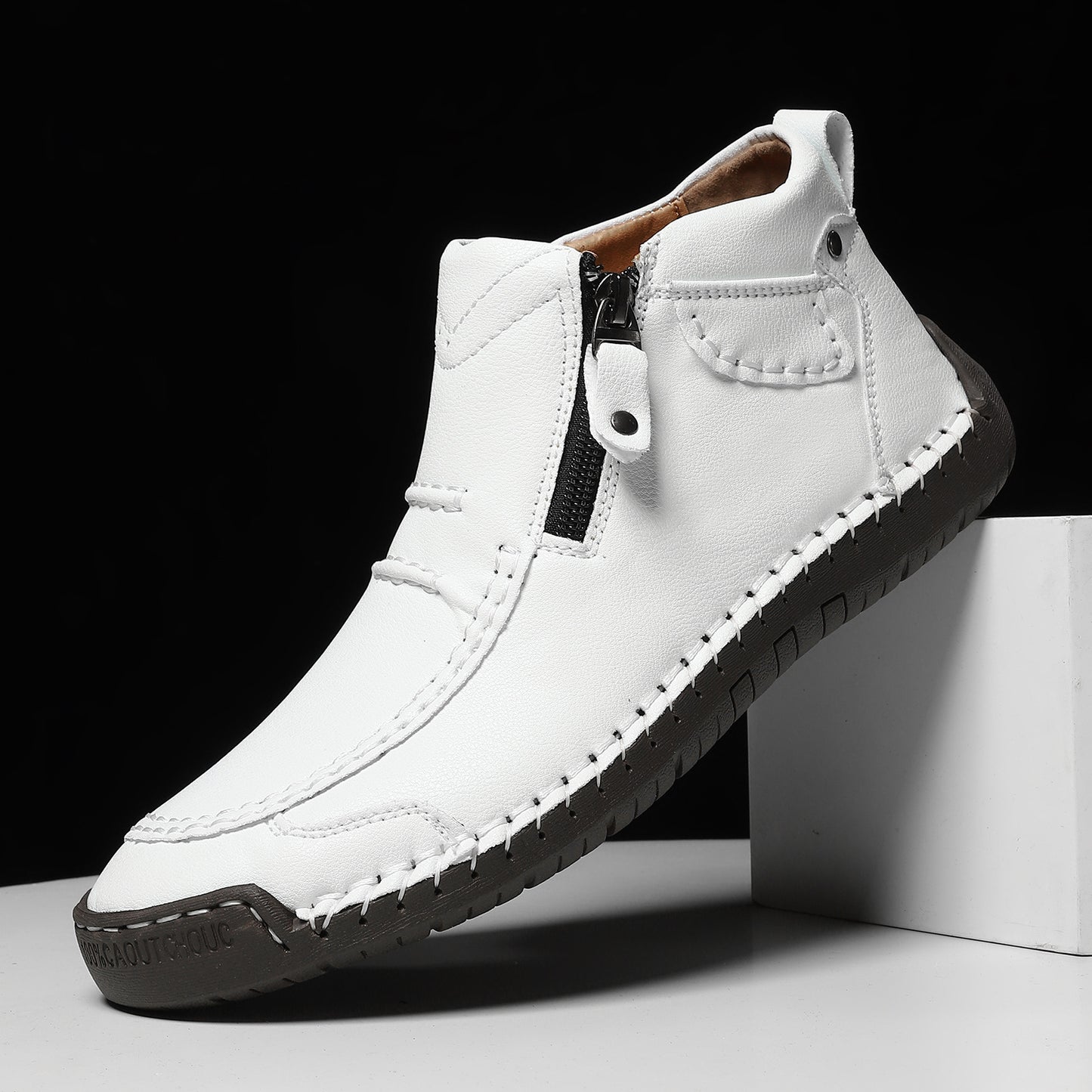 Herren Schuhe Slip-On Reißverschluss Freizeitschuhe | Flach