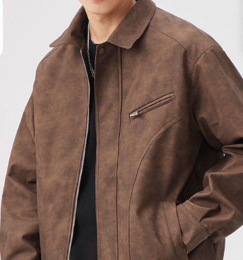 Herren Langarm Kragen Reißverschluss Jacke | Lange Passform