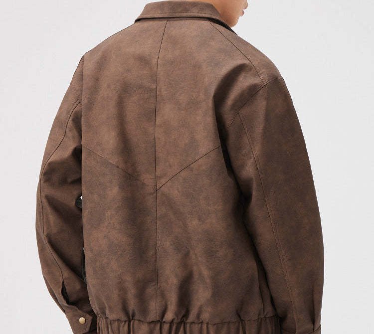 Herren Langarm Kragen Reißverschluss Jacke | Lange Passform