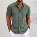 Herren Hemd Kurzarm Kragen Knöpfe Hemd | Strukturiert